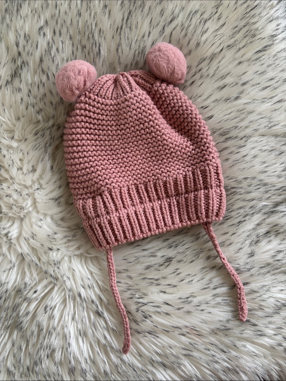 12-24M ZARA Baby Knitted Hat Dusty Pink